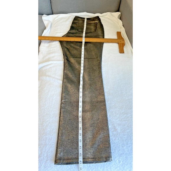 NYDJ Marilyn Straight Jeans Glamorous muted metallic Snake Print Coated Denim 12 - Picture 8 of 11